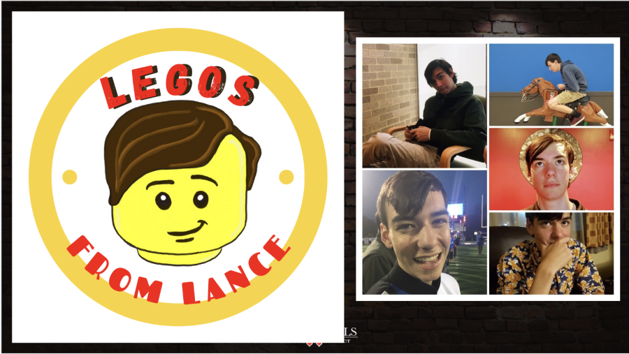 Montage of the Legos from Lance sticker and photos of Lance Winters
